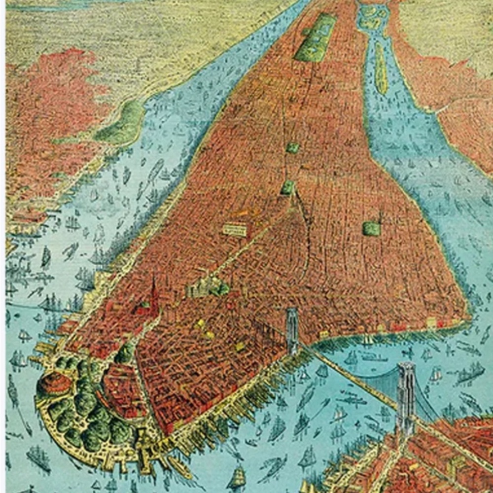 Artisan Vintage Map Puzzle - Red and Blue